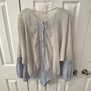 Free People NWOT One piece gorgeous top Body Suit with snap bottom Lg